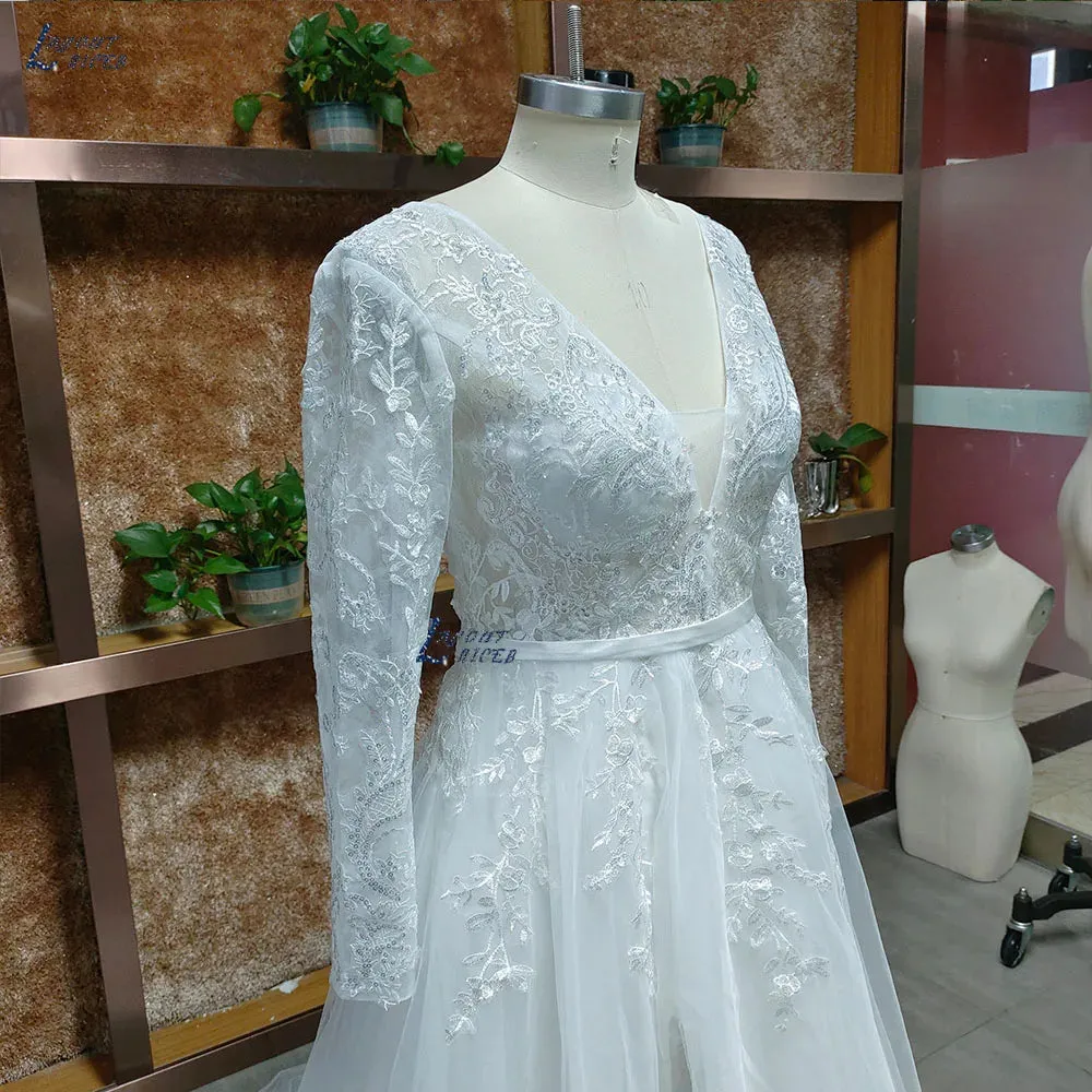 A-line Wedding Dress For Women Grace Flowers Embroidery Bridal Gowns