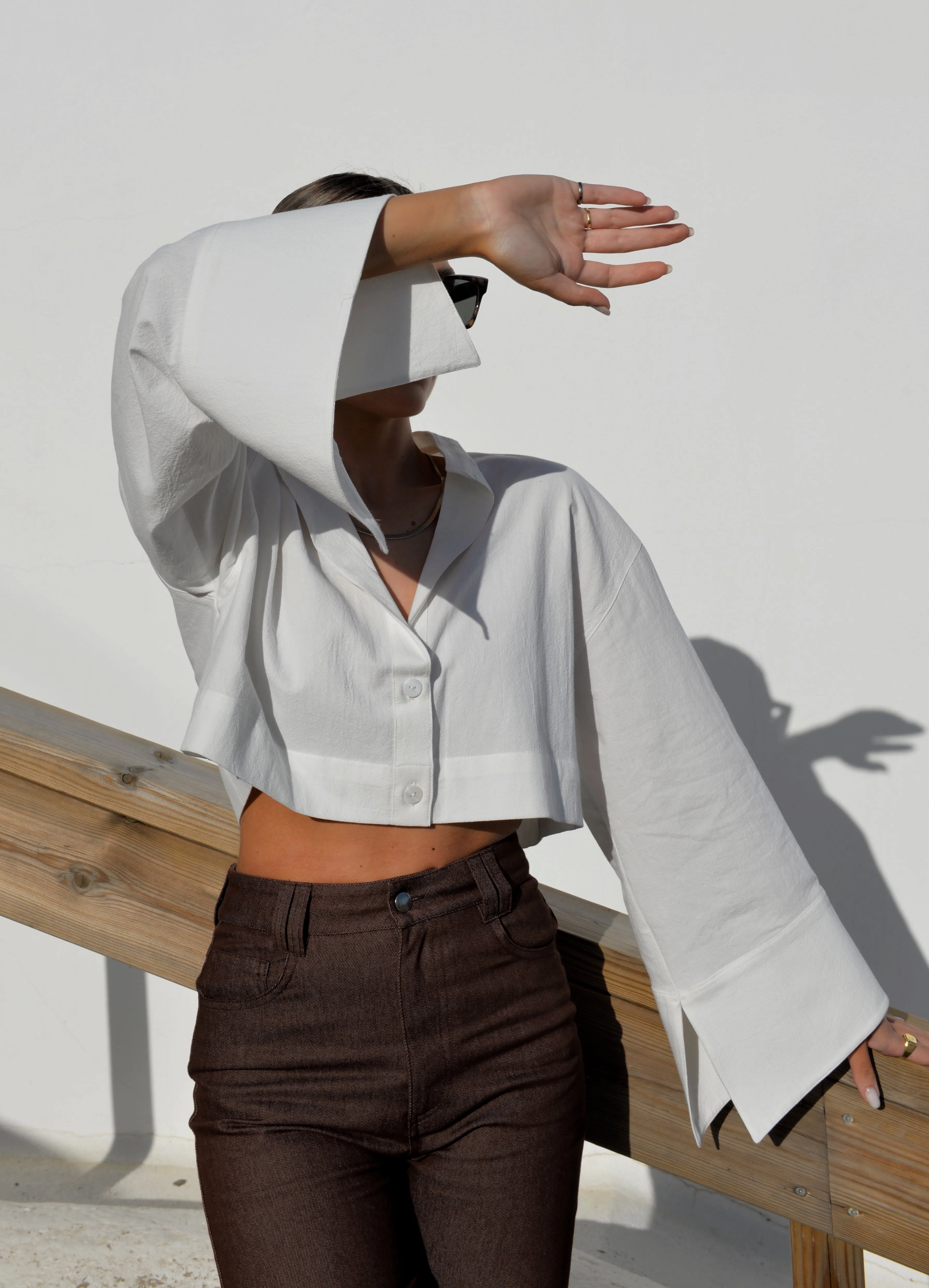 Aurora Cropped Shirt White
