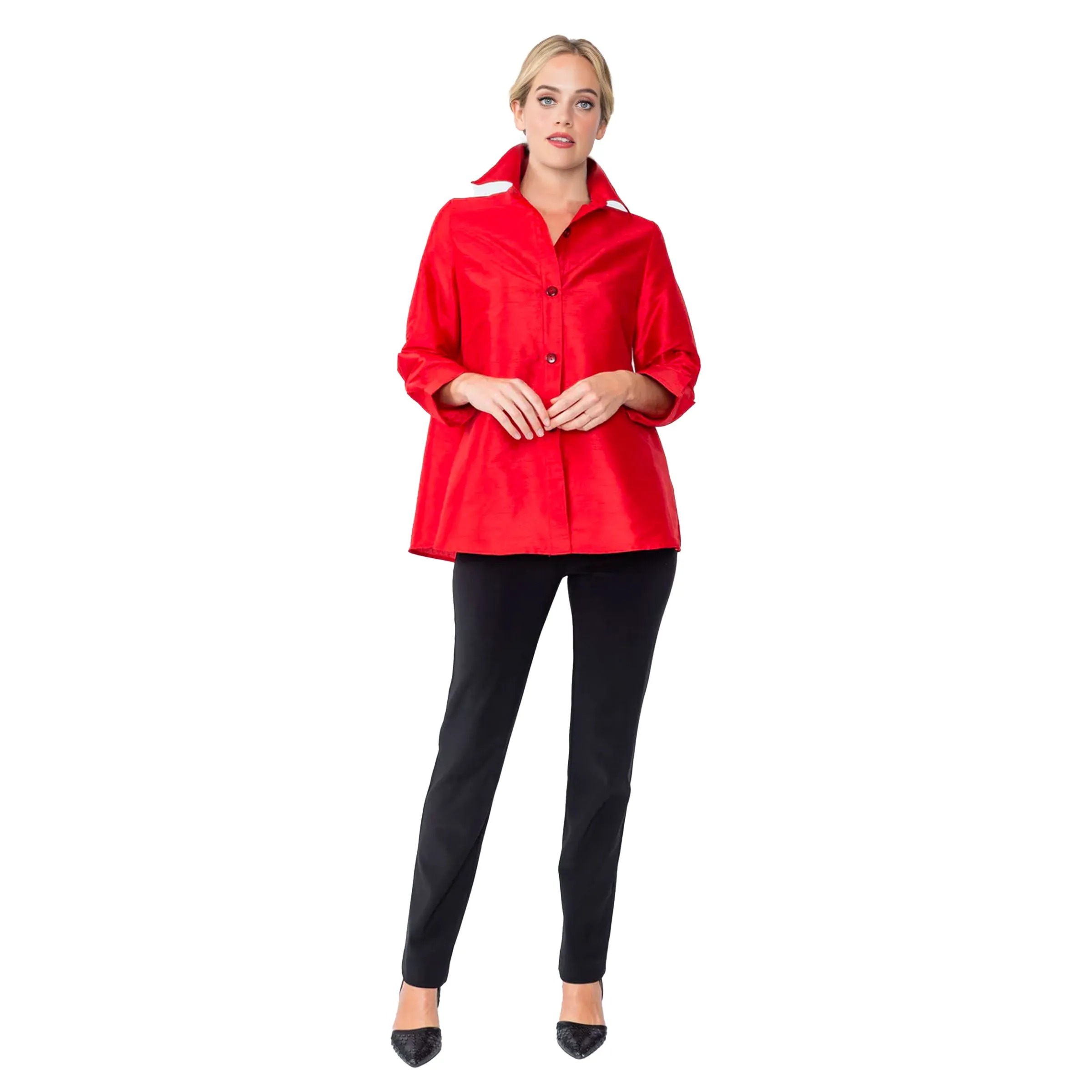 IC Collection Button Front Blouse in Red - 4442J-TRD - Sizes S & XL