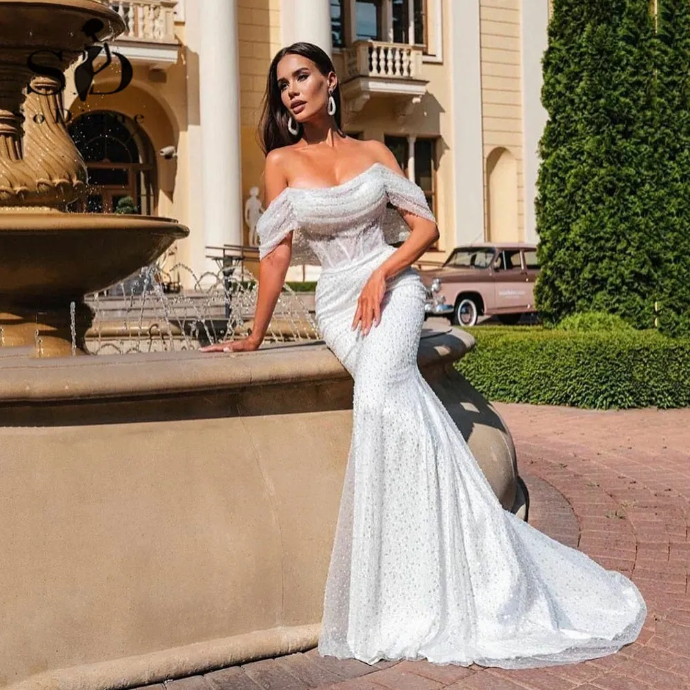 Mermaid Wedding Dresses Off The Shoulder Boho Bridal Gowns Beach