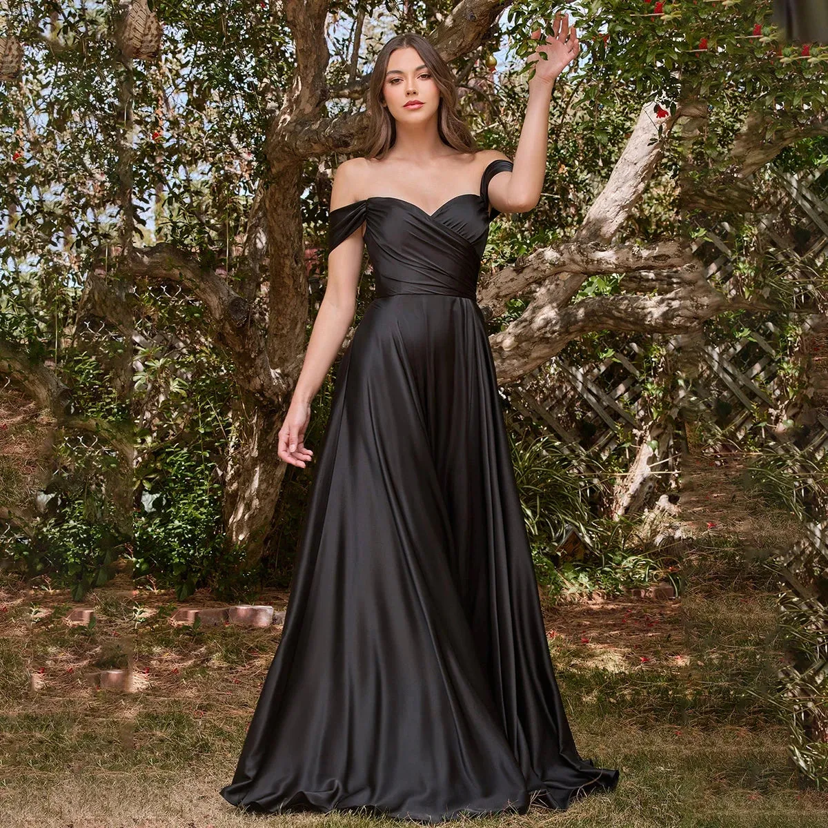 Off Shoulder High Split Special Occasion Dress A Line Long Ruching Bodice