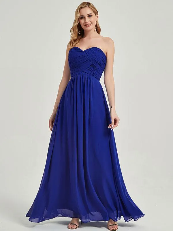 Royal Blue Strapless Sweetheart  Chiffon Maternity Maxi Bridesmaid Dress