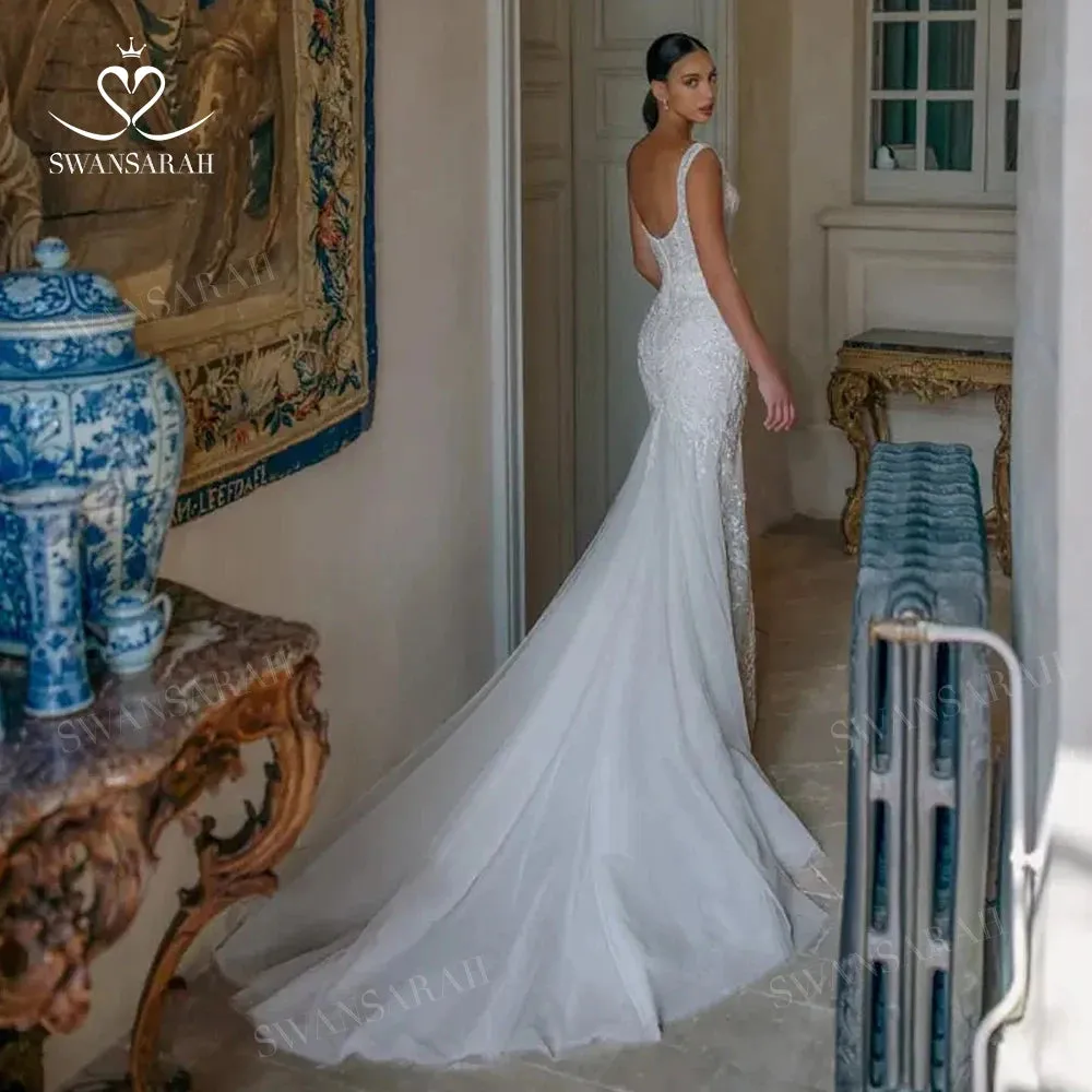 Wedding Dress Appliques Detachable Train Princess Bride Gown