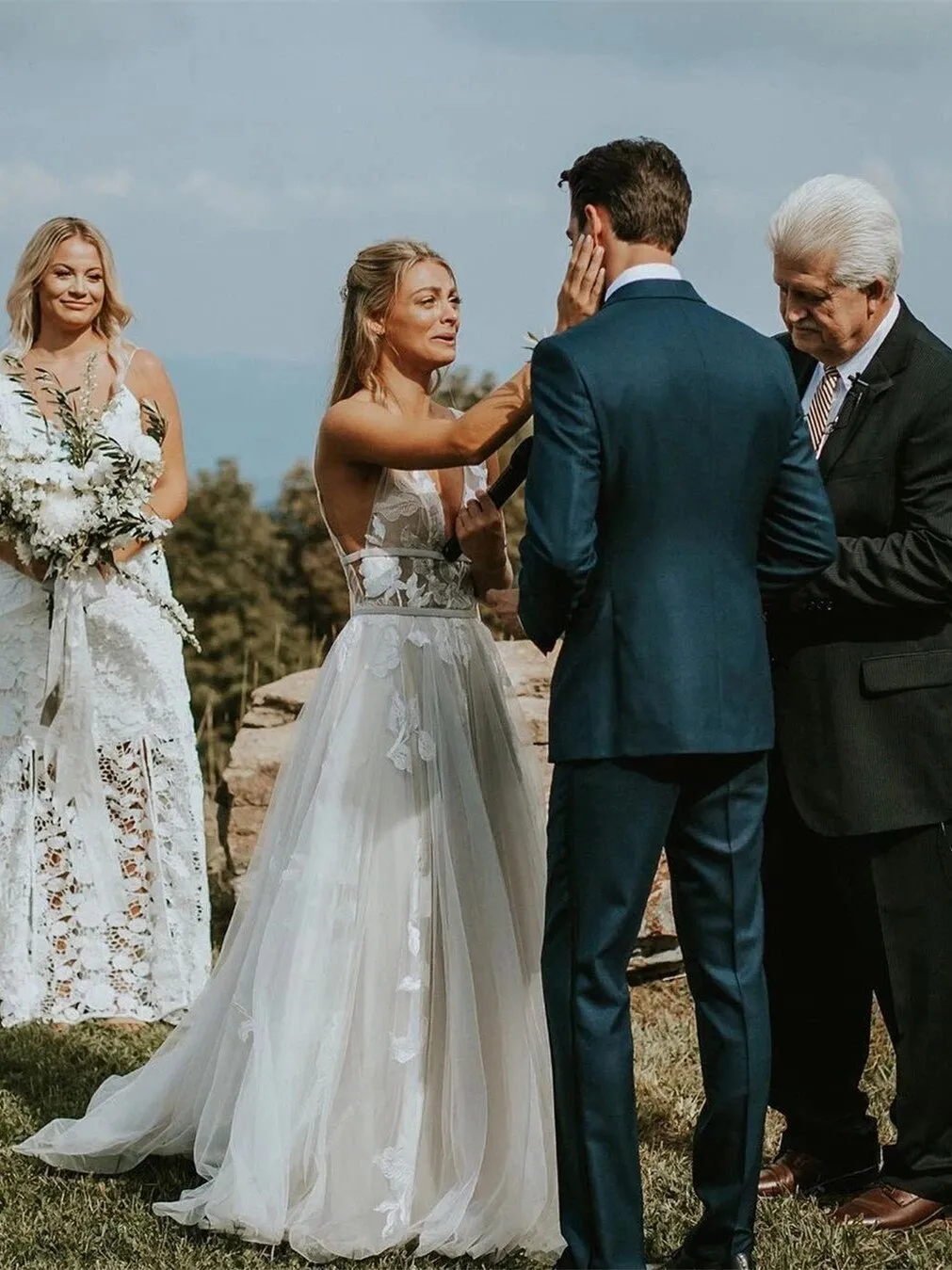 Wedding Dress Boho A-line Backless Elegant Floral Appliques Bridal Dress