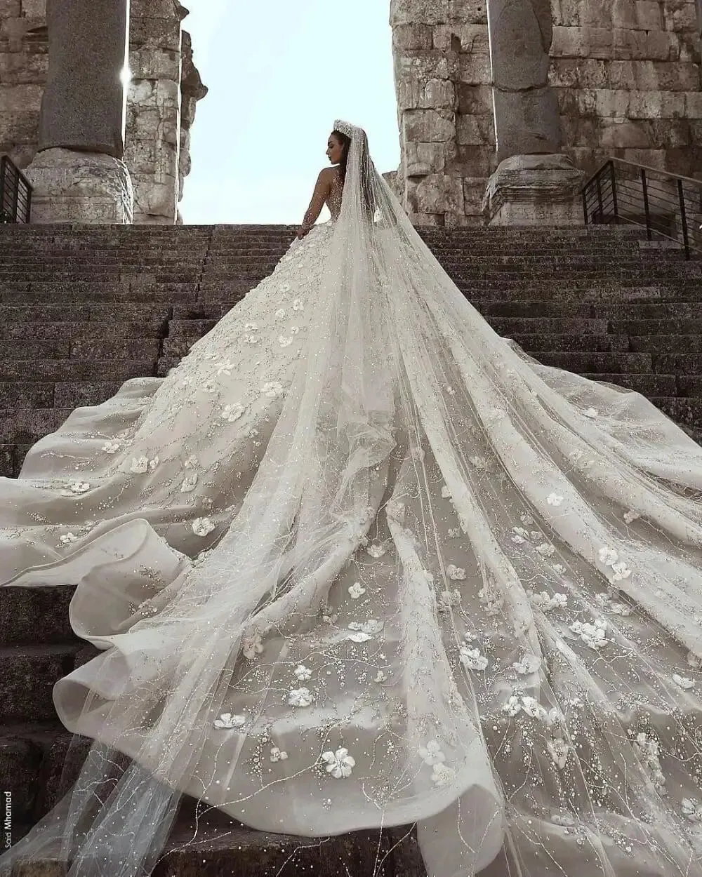 Wedding Dress Long Sleeve 3D Floral Wedding Bridal Gowns robe de mariee