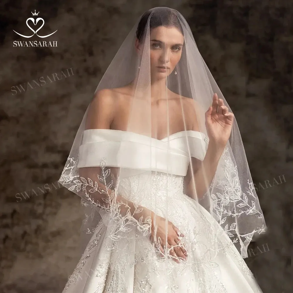 Wedding Dress Satin Beading A-Line Court Train Princess Bride Gown