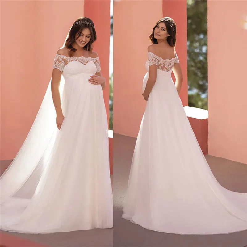 Wedding Guest Dresses: Long Wedding Dress For Woman Short Sleeves
